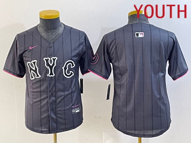 Youth New York Mets Blank Black City Edition 2024 Nike MLB Jersey style 2